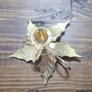 Vintage Solid Brass Leaf Candle Holder